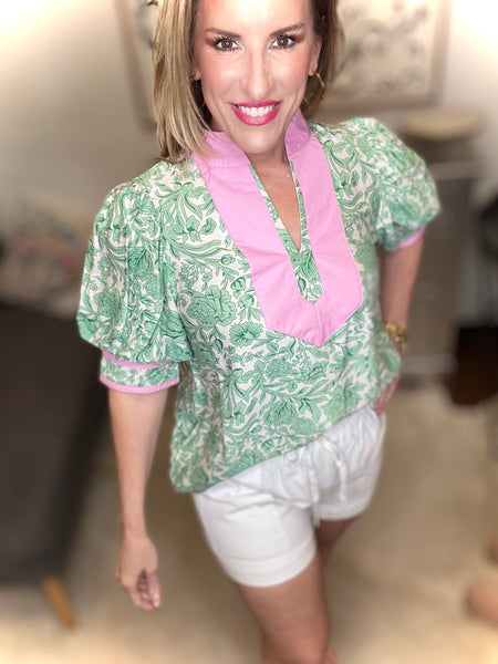 Pink/Green Top