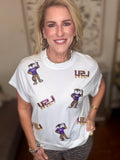 LSU Drip Sequin Patch Game Day Tee