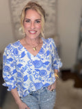 Blue and white top