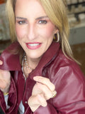 The Bordeaux Faux-Leather Shirt-Jacket