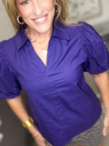 Royal Violet Puff Sleeve Top