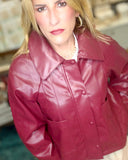 The Bordeaux Faux-Leather Shirt-Jacket