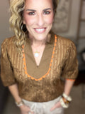 Autumn Spice Scallop Trim Blouse