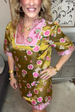 Golden Bloom Floral Dress