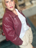The Bordeaux Faux-Leather Shirt-Jacket