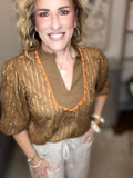 Autumn Spice Scallop Trim Blouse