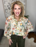 Floral/Ivory Top