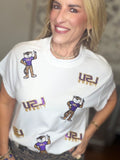 LSU Drip Sequin Patch Game Day Tee
