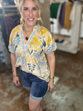 Mediterranean Muse Embroidered V-Neck Blouse
