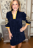Midnight Magnolia Embroidered Dress