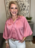 Satin Balloon Sleeve Top