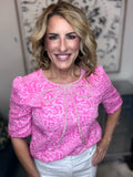 Pretty in Pink Textured Bow Top