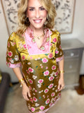 Golden Bloom Floral Dress