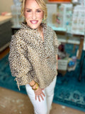 Neutral Animal Print Button-Up Blouse