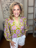 Olive Bloom Charm Top