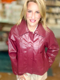 The Bordeaux Faux-Leather Shirt-Jacket