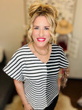 V Neck Striped Knit