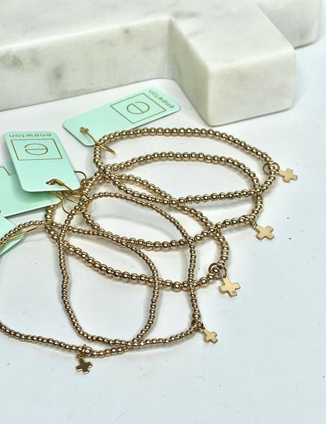 Enewton Signature Cross On Classic Gold Bead Bracelet