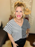 V Neck Striped Knit