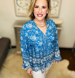 Royal Blue Floral Long Sleeve