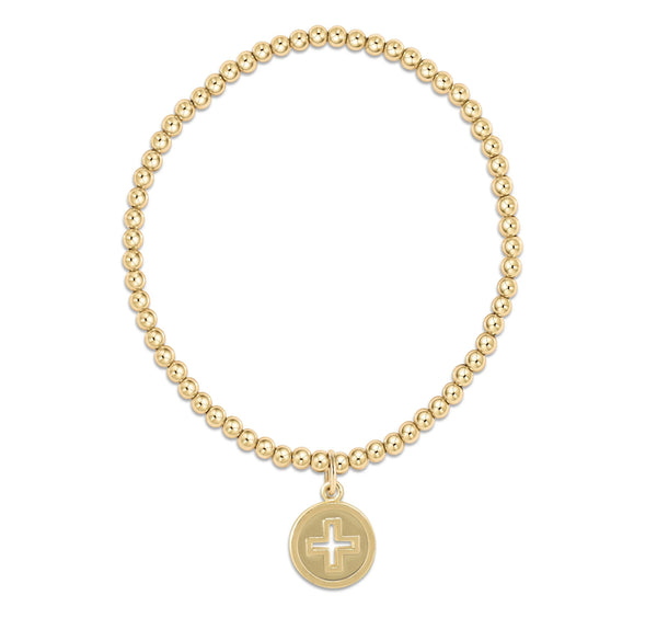 Enewton Signature Gold Cross disc on classic gold bead bracelet