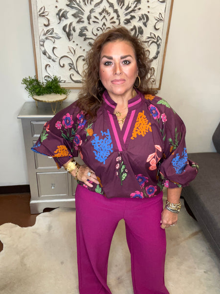 Magenta high waist pants