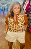 Leopard Print Collared Top
