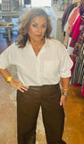 Brown Vegan Leather Studded Pants