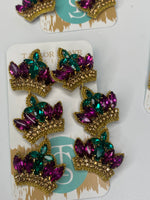 Beaded Triple Crown Drop Earrings