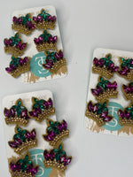 Beaded Triple Crown Drop Earrings