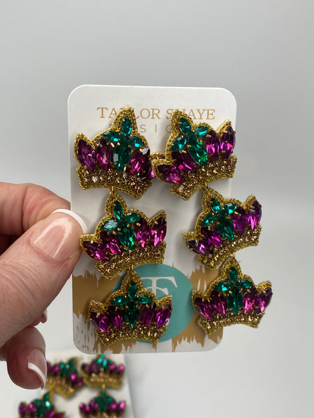 Beaded Triple Crown Drop Earrings