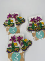 Beaded Mardi Gras Mask Earrings