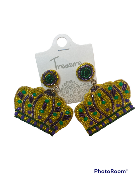 Mardi Gras Crown Earrings